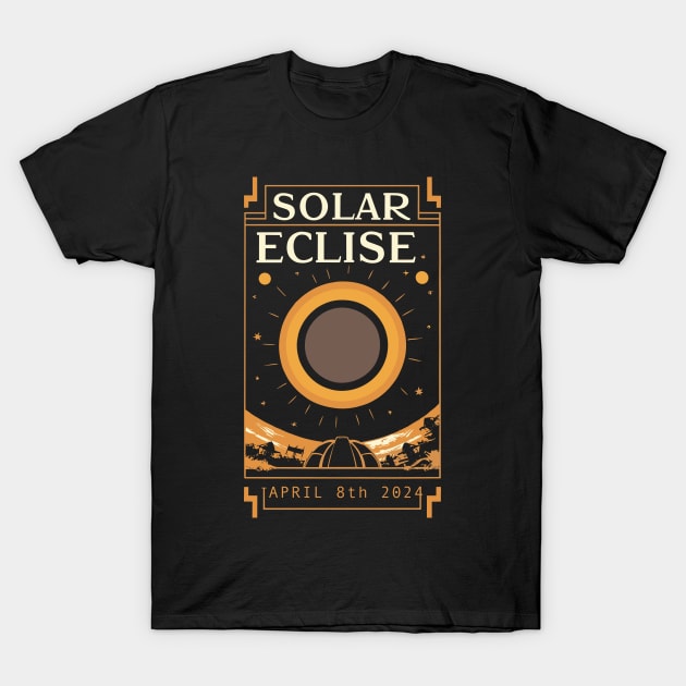 Total Solar Eclipse April 8th 2024- Art Deco style T-Shirt by IceTees